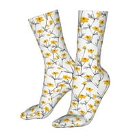 Жолти Цветови Чорапи За Жени Мажи Новина Шарени Чорапи На Екипажот Секојдневен Смешен Фустан Чорапи Подароци За Неа Него