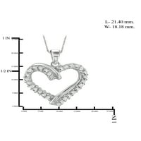 Jewelersclub бел дијамант акцент Стерлинг сребрен приврзок за отворено срце, 18 “