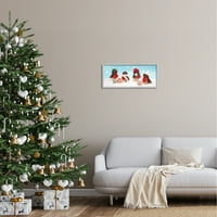 Tuphell Industries Птици и Божиќни подароци снегулки одмори од празници, сива врамена уметничка печатена wallидна уметност