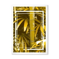 DesignArt 'Тропски лисја и жолт бамбус' Тропски врамен уметнички принт