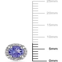 Miabella Women's'sims 1- Carat T.G.W. Танзанит и дијамант акцент 10kt бело злато ореол обетки