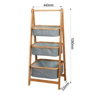 Skyland Tier Bamboo Rack, решетката за природно складирање со рамка од бамбус и торба за складирање за спална соба, дневна соба