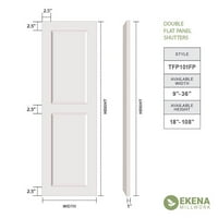 Ekena Millwork 15 W 67 H TRUE FIT PVC Два еднакви ролетни со рамен панел, подготвени