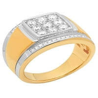 Изочен од 14 килограми злато позлатена кубна цирконија Стерлинг сребрен прстен за мажи и жени