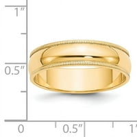 Примарно Злато Каратно Жолто Злато Милграин Половина Круг Свадба Бенд Големина 6