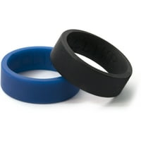 Рамни црни и сини силиконски прстени, 2 пакувања