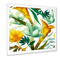 DesignArt 'Yellowолти цвеќиња и тропско зеленило III' модерен врамен уметнички принт