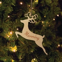 Персонализиран Божиќен украс на ирваси од дрво