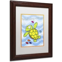 Трговска марка ликовна уметност морска желка платно уметност од ennенифер Нилсон, бел мат, дрвена рамка