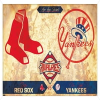 Ривалства - Yorkујорк Јанкис против Бостон Црвен, така wallиден постер, 22.375 34 Рамка