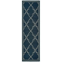 Laurette Outdoor Geometric Runner reg, морнарица од слонова коска 3, 2 '8'