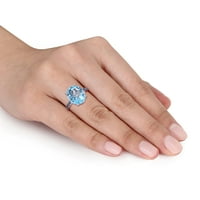 Miaенски Miabella Women 10- Carat T.G.W. Sky Blue Topaz London Topaz Topaz Black Rhodium позлатен сребрен овален прстен