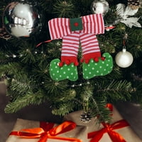 Класичен Божиќ Чорапи Виси Елф Нога Чорапи Виси Украси Елка Виси За Новогодишна Елка Украс Подарок (Зелена