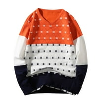 Ентинеја Машки Џемпери За Зимски Секојдневен Џемпер Со Долги Ракави Пуловер Со Желка Портокал 3XL