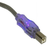 6FT USB 2. 480mbps Тип Машки до Б Машки Проѕирен Осветлен Осветлен Кабел Со Виолетови Led Диоди