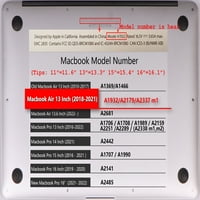 Каишек Хард Школка Покритие Само Компатибилен Нов Macbook Воздух 13 Со Ретина Дисплеј И Допир ID Usb Тип-C + Црна Тастатура