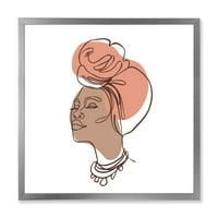 DesignArt 'Една линија портрет на афро -американска жена IV' модерен врамен уметнички принт