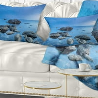 DesignArt Rocky Blue Sea - Фотографија од Seascape Фрла перница - 12x20