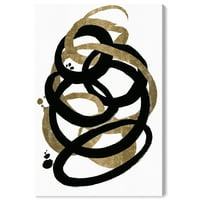 Wynwood Studio Апстрактна wallидна уметност платно за отпечатоци „Формас II злато“ - злато, црно