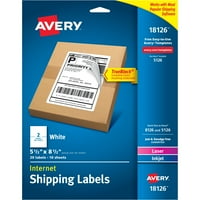 Етерина за испорака на Avery® TrueBlock - Постојано лепило - правоаголник - ласер, - бела - хартија - лист - вкупна листови
