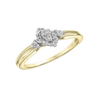 Зачувување на дијамант-акцент 10kt жолто златно ореолски прстен за ангажман