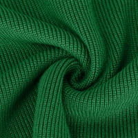 Вајонгтао Жени Обични Цврсти Долги Ракави Дебели Плетени В-Вратот Џемпер Палто, Зелена XL