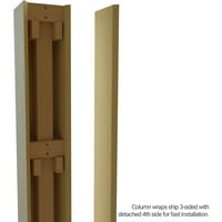 Ekena Millwork 10 W 20'H Rough Sawn Endurathane Fau Wood Wood Non-Tapered Square Column Wrap со FAU Iron Capital & Base