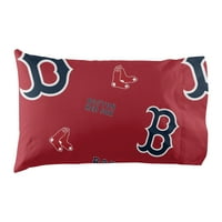 Бостон црвен, па кревет во сет на торби, големина на кралицата, тимски бои, полиестер, сет