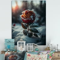 Дизајн на цветен цвет од црвена роза во зима јас платно wallидна уметност