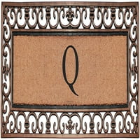 Домашни колекции на отворено Paisley Monogrammed Q Doormat, бронзено црно