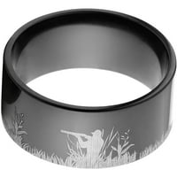 Рамен црн циркониумски прстен со ловци на патка ласери околу прстенот