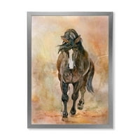 DesignArt 'Апстракт портрет на прекрасен коњски костен I' Фарма куќа врамена уметничка принт