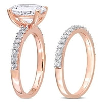 3- Карат Т.Г.В. Создаден бел сафир 10kt прстен за ангажман на розово злато