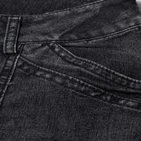 Капрезе Жени Копчиња За Подигање Фармерки Секојдневен Одблесокот Тексас Панталони Ѕвонче Дното Фармерки Со Џебови Црна 2XL