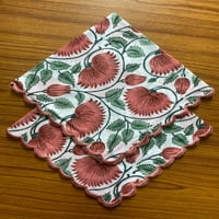 Корални И Тиркизно Зелени Индиски Рачни Блок Цветни Печатени Салфетки Од Памучна Ткаенина, Подарок За Забава За Свадбени Настани