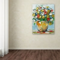 Трговска марка ликовна уметност пролетни цвеќиња во вазна 3 платно уметност од Хаи Оделија