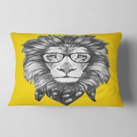 DesignArt Lion со очила и шамија - перница за фрлање животни - 12x20