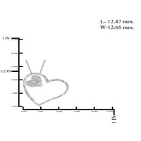 Jewelersclub бел дијамант акцент Стерлинг сребрен срцев приврзок, 18 “