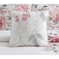 Главни розови цветни цвеќиња од 5 парчиња постелнини утешија, вклучени се вклучени декоративни перници