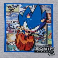 Sonic The Edgehog Boys краток ракав на врвот, панталони и шорцеви, сет на пижами од 3 парчиња, големини 4-12
