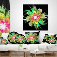 DesignArt Идеална фрактална цветна дигитална уметност во зелена перница за цвеќиња - 12x20