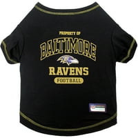 Миленичиња прва NFL Baltimore Ravens Pet маица. Лиценцирана, без брчка, маичка за мачки за кучиња. Фудбалска кошула