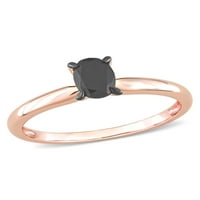 Карат Т.В. Црн дијамант 14kt розово злато овално црно родиум позлатен прстен за ангажман