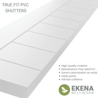 Ekena Millwork 15 W 27 H TRUE FIT PVC HORIONTAL SLAT FRADED модерен стил фиксни ролетни за монтирање, мирно сино