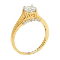 Завет и засекогаш персонализиран невестински 14к злато над стерлинг сребро брилијантен бел топаз врежан венчален прстен