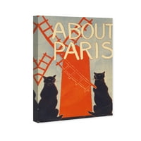 Студиото Винвуд Студио и Skylines wallидни уметности Платно отпечатоци „За европските градови во Париз“ - портокалово, црно