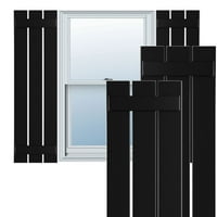 Ekena Millwork 1 8 W 52 H TRUE FIT PVC Три табли распоредени од табла-n-batten ролетни, црна