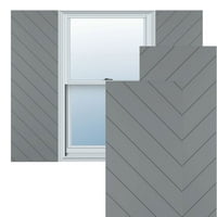 Ekena Millwork 12 W 38 H TRUE FIT PVC Diagonal Slat модерен стил фиксни ролетни за монтирање, океански оток