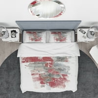 DesignArt 'Движејќи се во и надвор од сообраќајот I Red Grey' Геометриски Duvet Cover Set