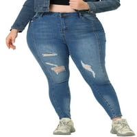 Уникатни поволни цени, женски плус големина, измиен Слаби фармерки со слаби фармерки